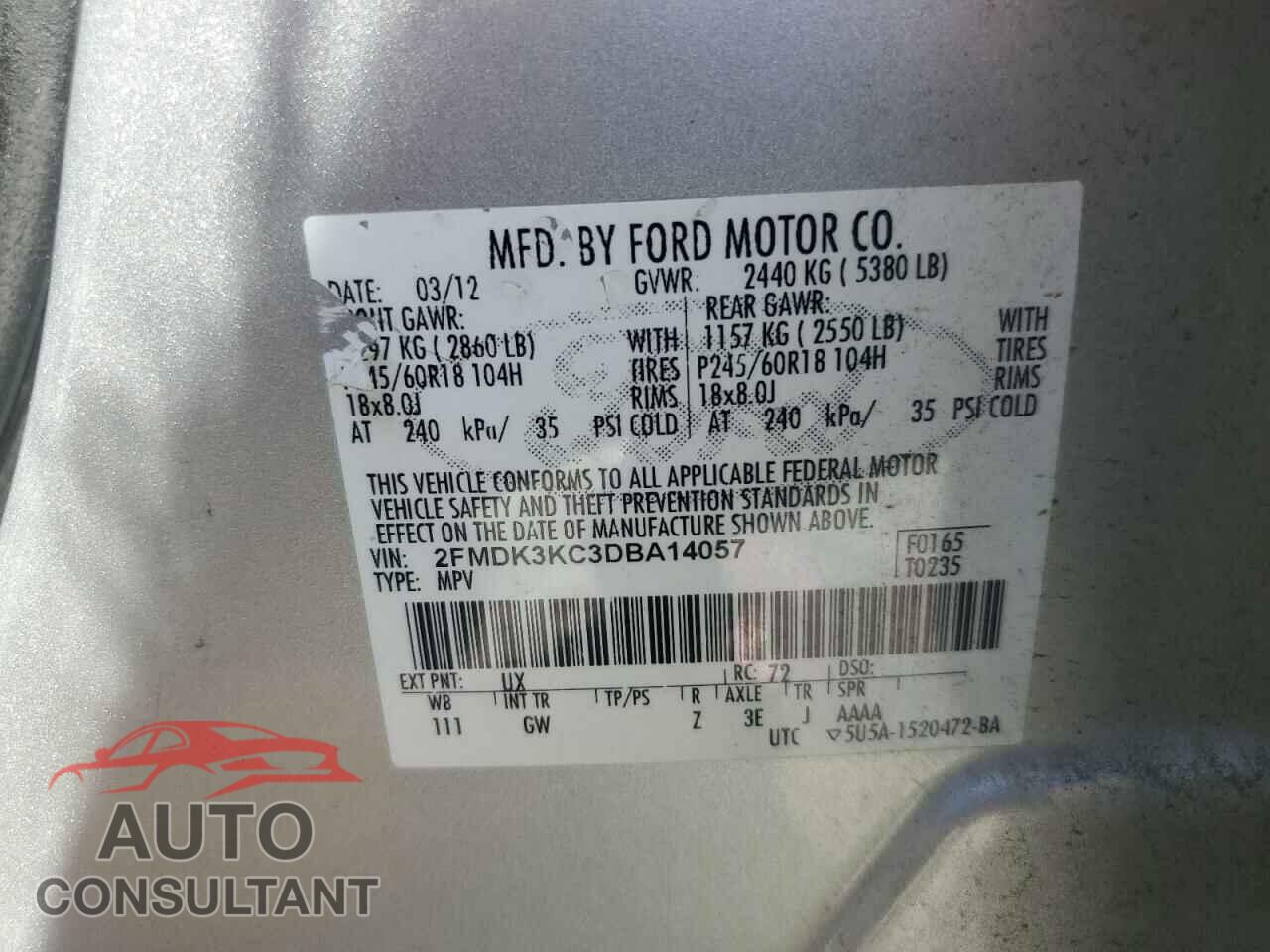 FORD EDGE 2013 - 2FMDK3KC3DBA14057