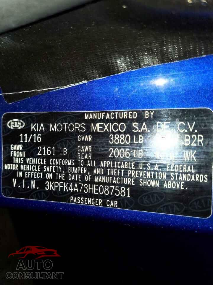 KIA FORTE 2017 - 3KPFK4A73HE087581