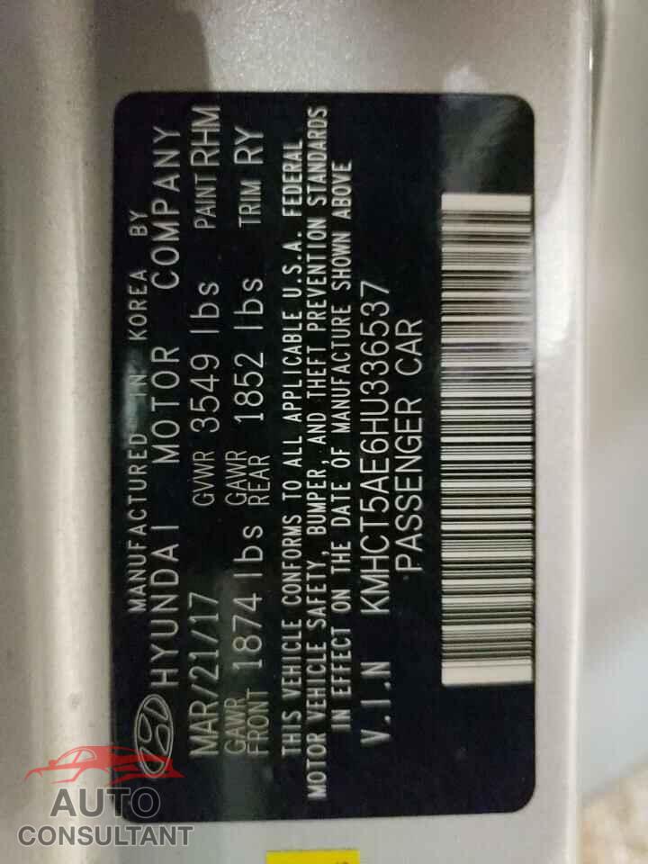 HYUNDAI ACCENT 2017 - KMHCT5AE6HU336537