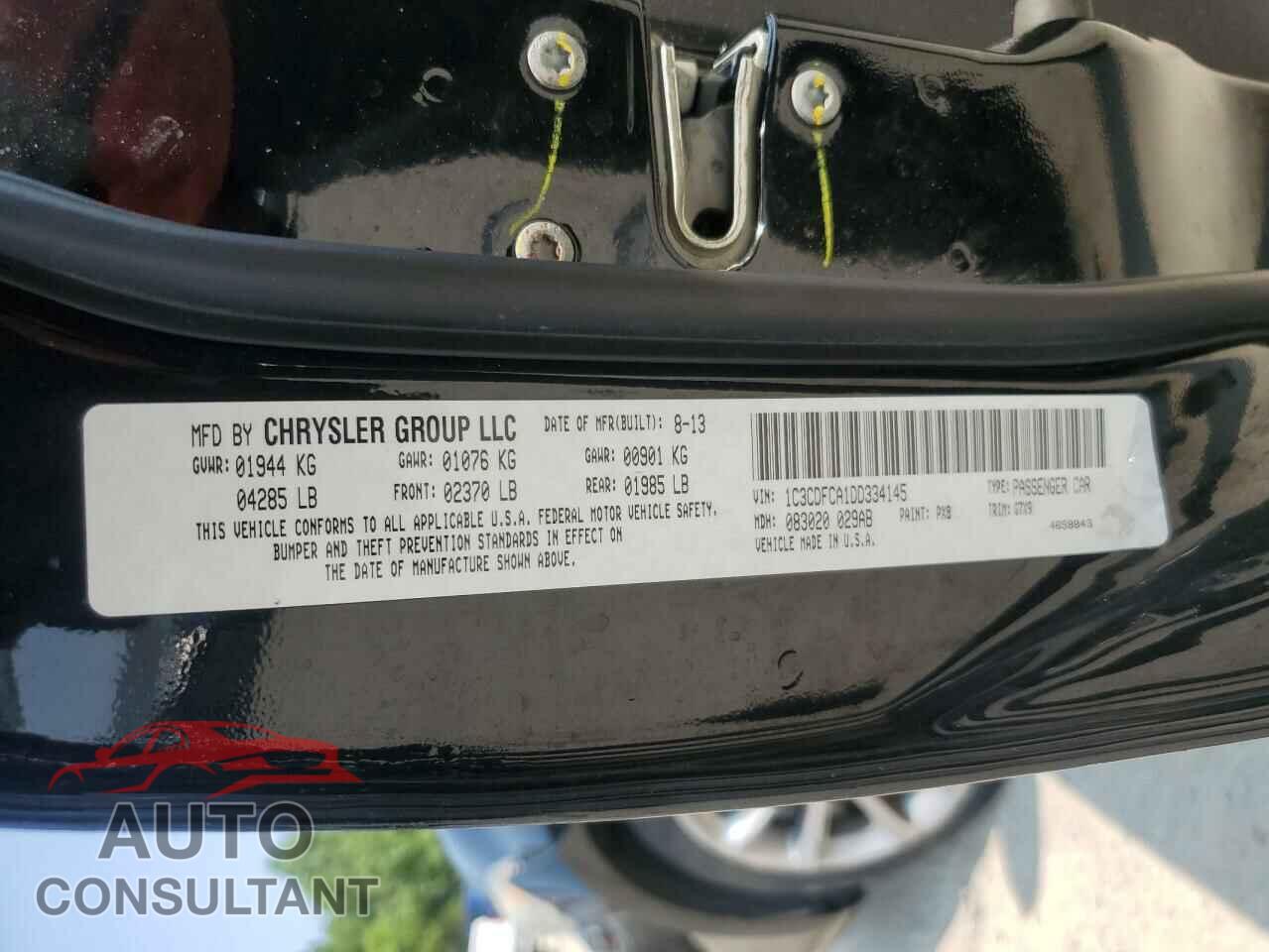 DODGE DART 2013 - 1C3CDFCA1DD334145