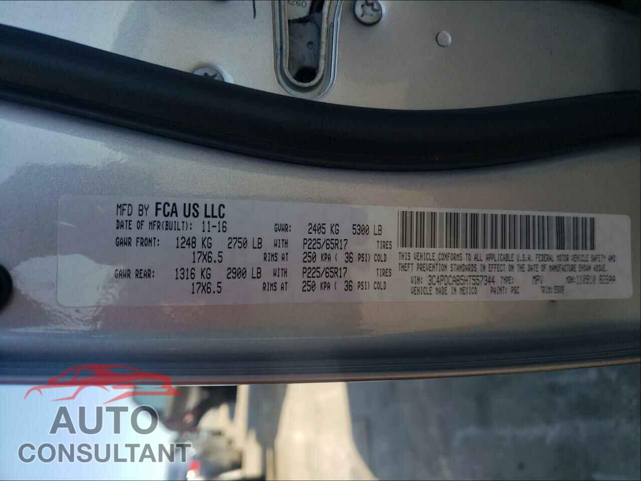 DODGE JOURNEY 2017 - 3C4PDCAB5HT557344