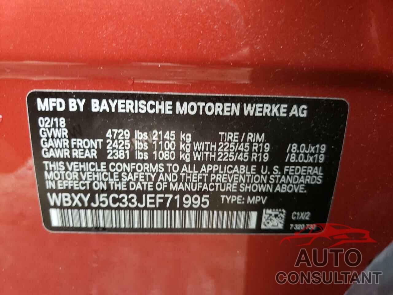 BMW X2 2018 - WBXYJ5C33JEF71995