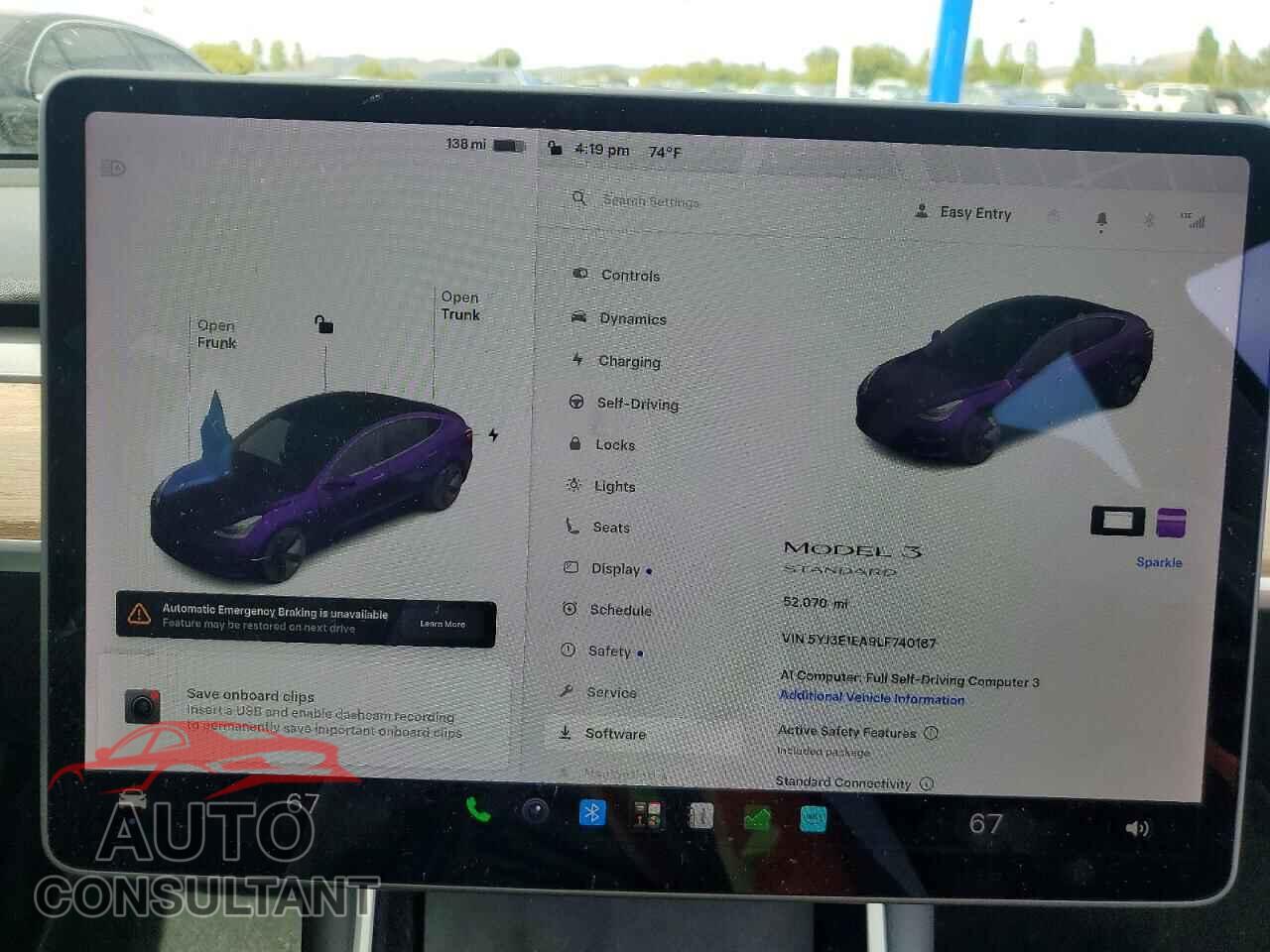 TESLA MODEL 3 2020 - 5YJ3E1EA9LF740187