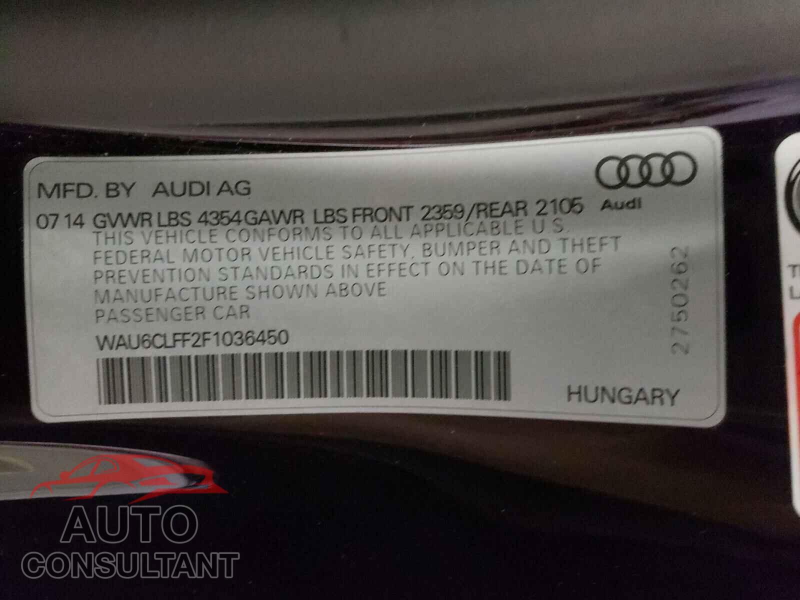 AUDI A3 2015 - WAU6CLFF2F1036450