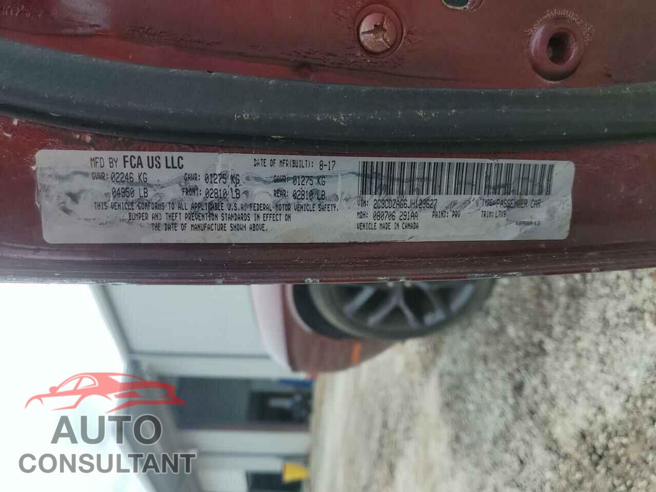 DODGE CHALLENGER 2018 - 2C3CDZAG6JH123627