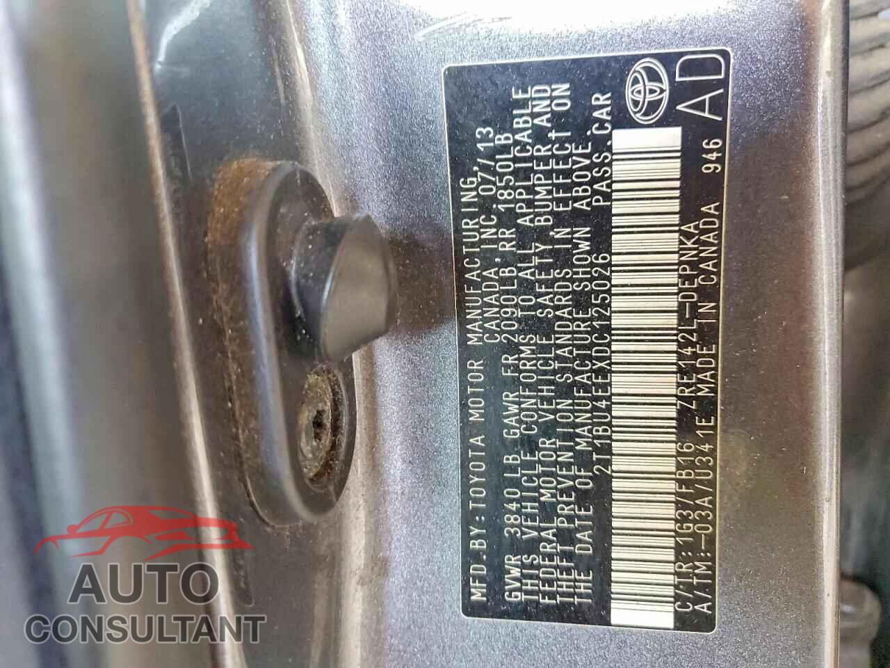 TOYOTA COROLLA 2013 - 2T1BU4EEXDC125026