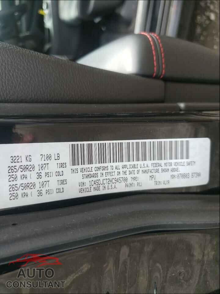 DODGE DURANGO 2017 - 1C4SDJCT2HC945700