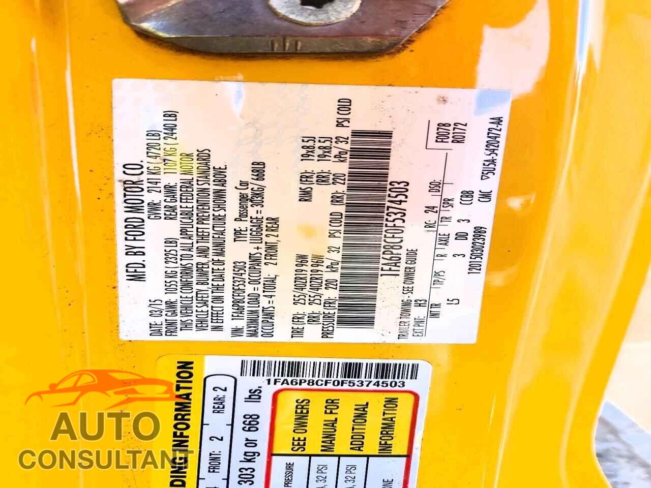 FORD MUSTANG 2015 - 1FA6P8CF0F5374503