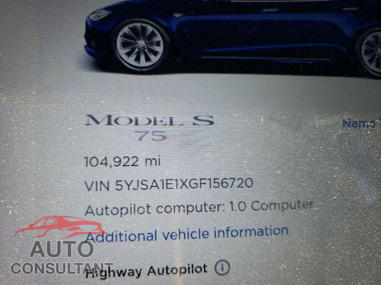 TESLA MODEL S 2016 - 5YJSA1E1XGF156720
