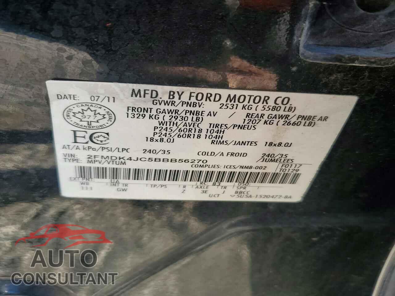 FORD EDGE 2011 - 2FMDK4JC5BBB56270