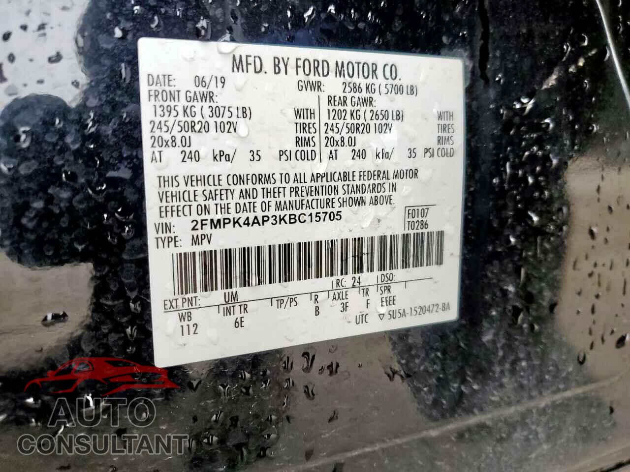 FORD EDGE 2019 - 2FMPK4AP3KBC15705