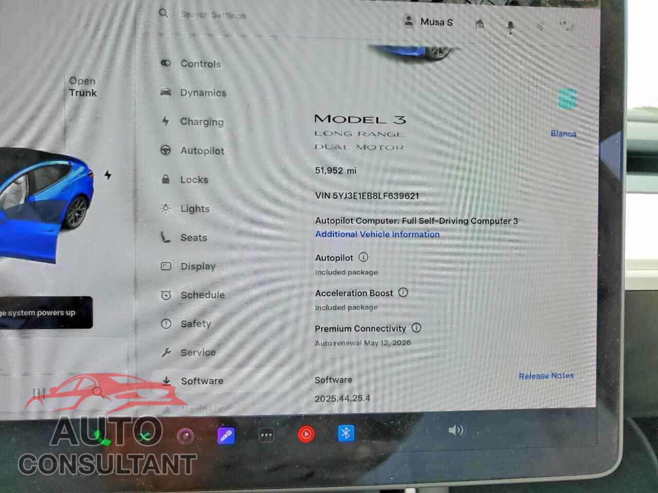 TESLA MODEL 3 2020 - 5YJ3E1EB8LF639621
