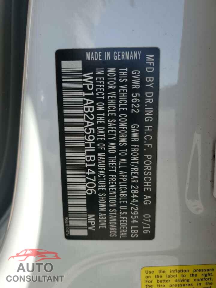 PORSCHE MACAN 2017 - WP1AB2A59HLB14706