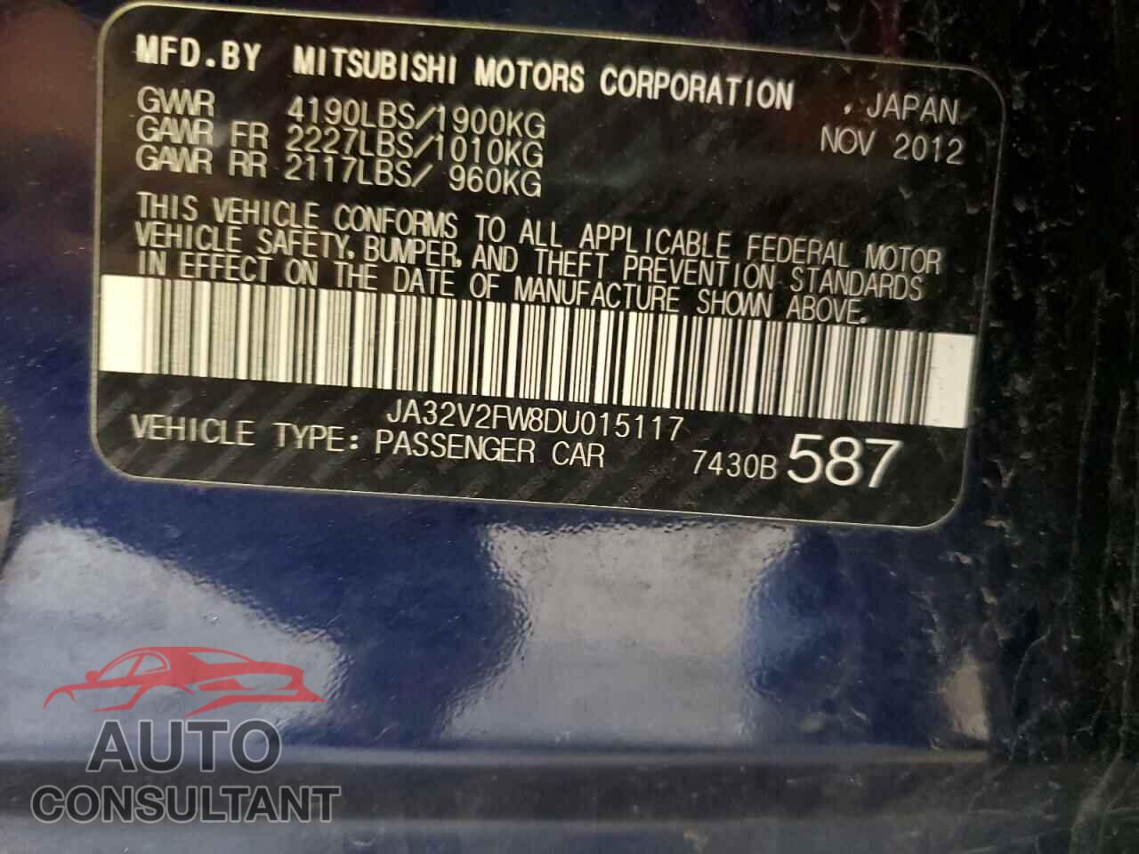 MITSUBISHI LANCER 2013 - JA32V2FW8DU015117