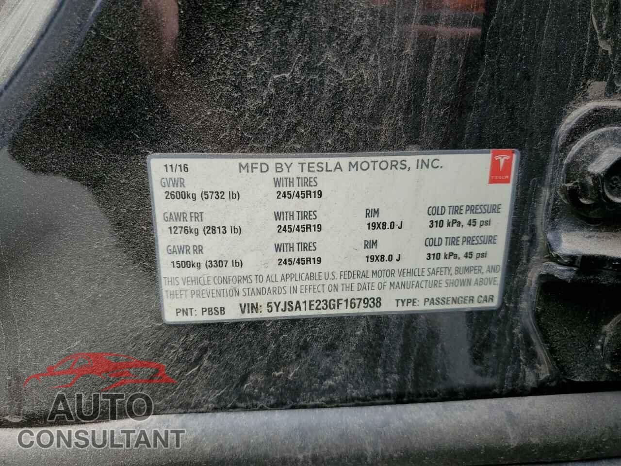 TESLA MODEL S 2016 - 5YJSA1E23GF167938
