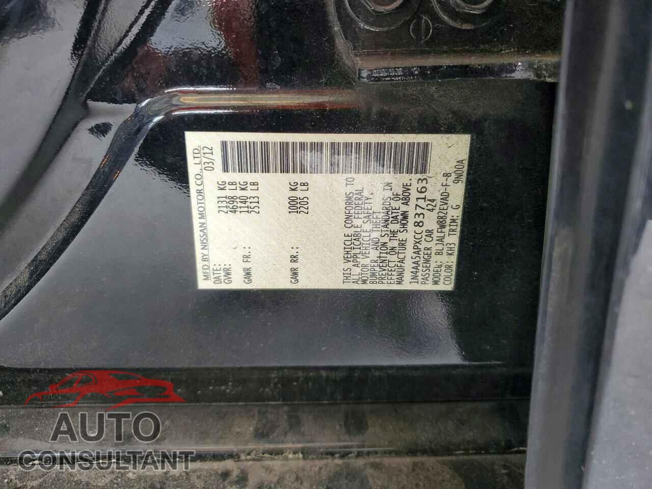 NISSAN MAXIMA 2012 - 1N4AA5APXCC837163