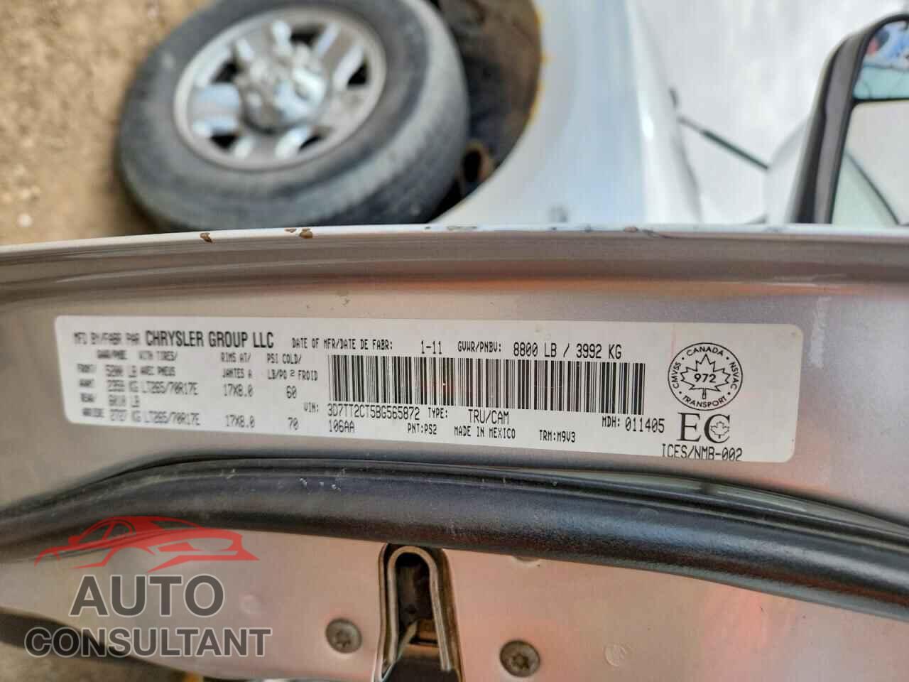 DODGE RAM 2500 2011 - 3D7TT2CT5BG565872