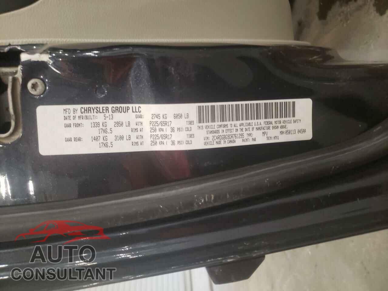 DODGE CARAVAN 2013 - 2C4RDGBG9DR761295