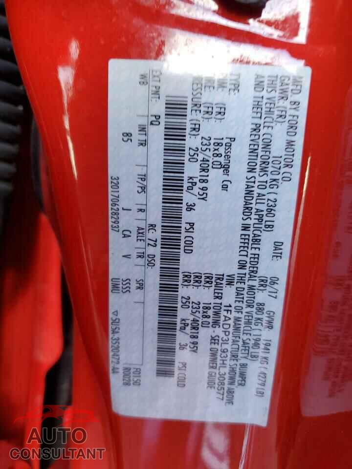 FORD FOCUS 2017 - 1FADP3L93HL308577