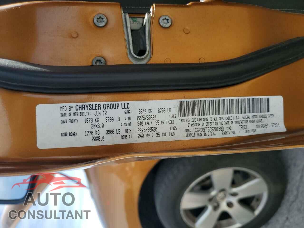 DODGE RAM 1500 2012 - 1C6RD6FT5CS281583