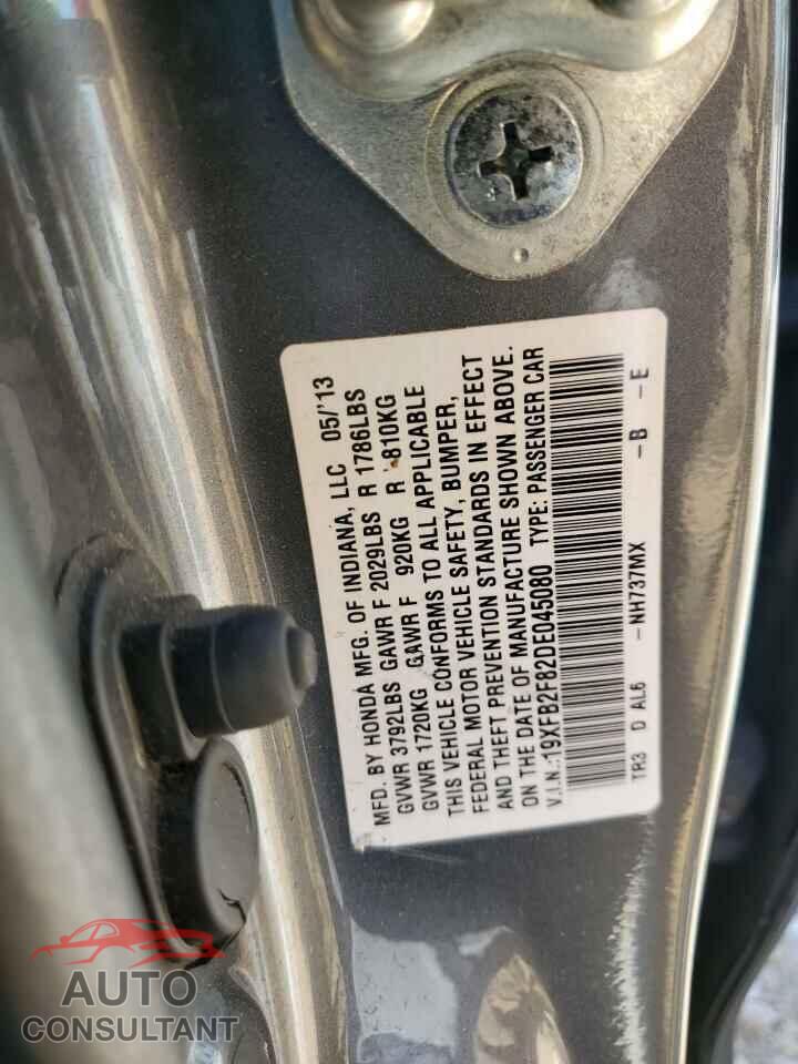 HONDA CIVIC 2013 - 19XFB2F82DE045080