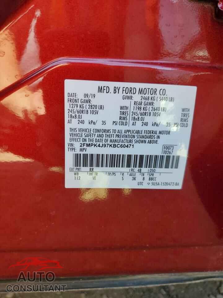 FORD EDGE 2019 - 2FMPK4J97KBC60471