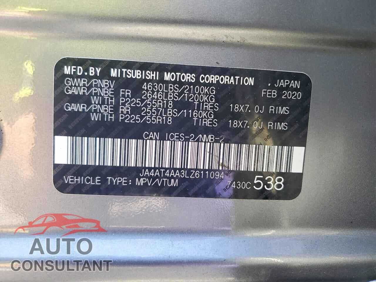 MITSUBISHI ECLIPSE 2020 - JA4AT4AA3LZ611094
