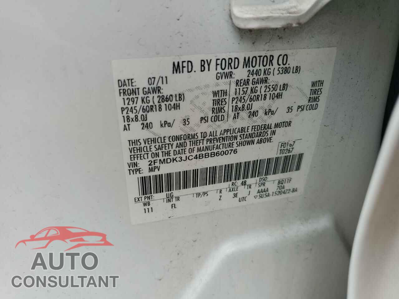 FORD EDGE 2011 - 2FMDK3JC4BBB60076