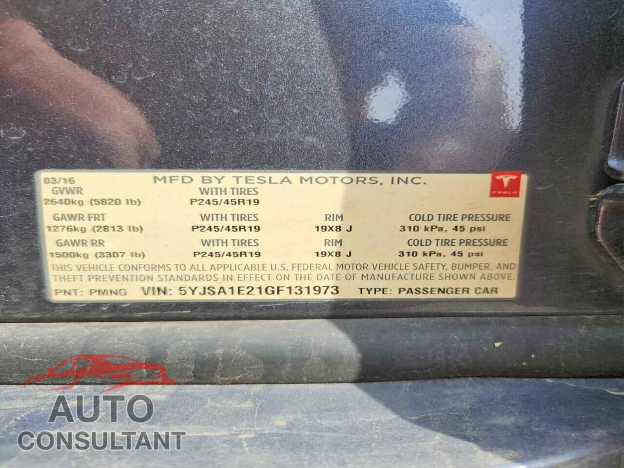 TESLA MODEL S 2016 - 5YJSA1E21GF131973