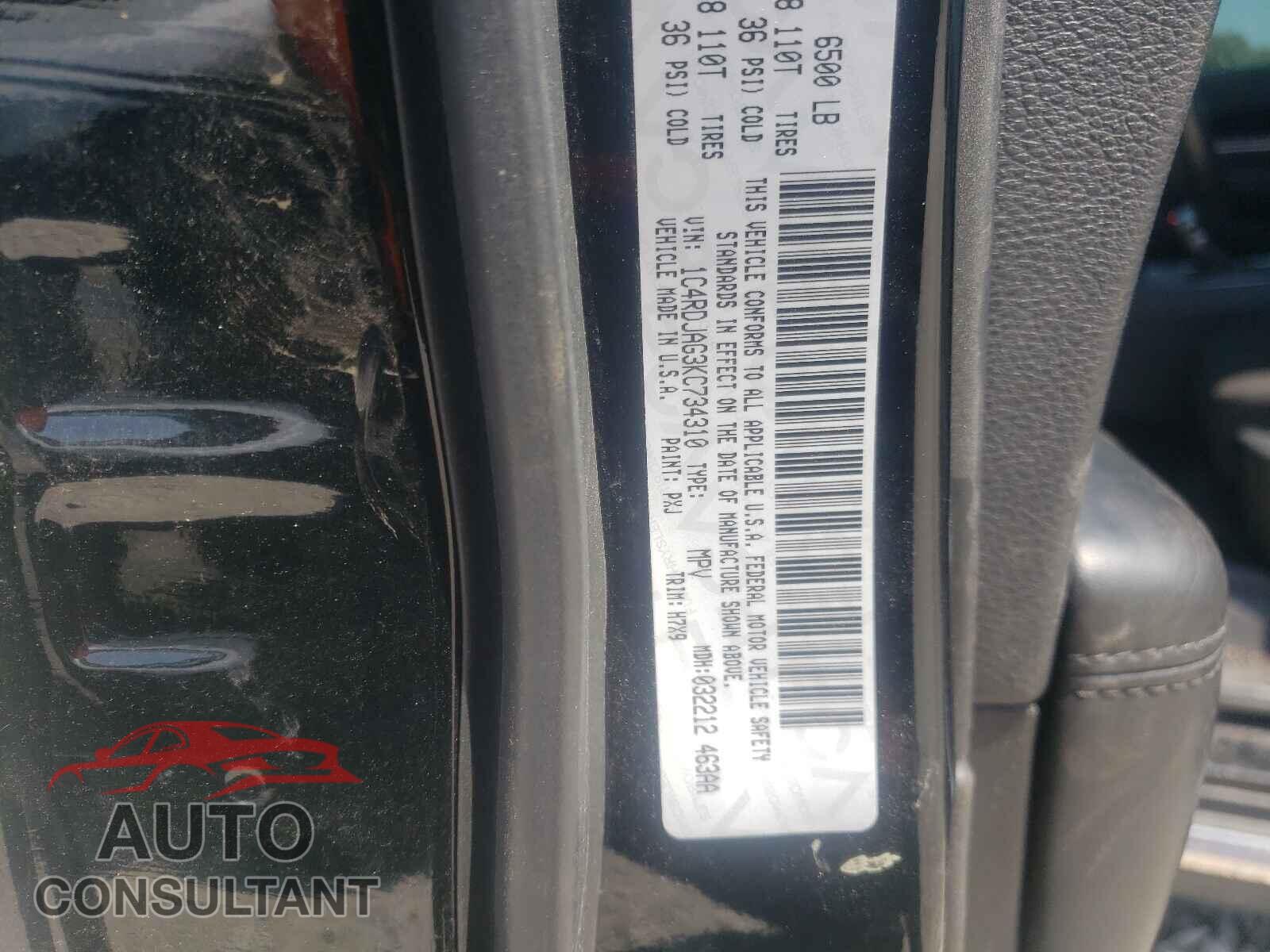DODGE DURANGO 2019 - 1C4RDJAG3KC734310