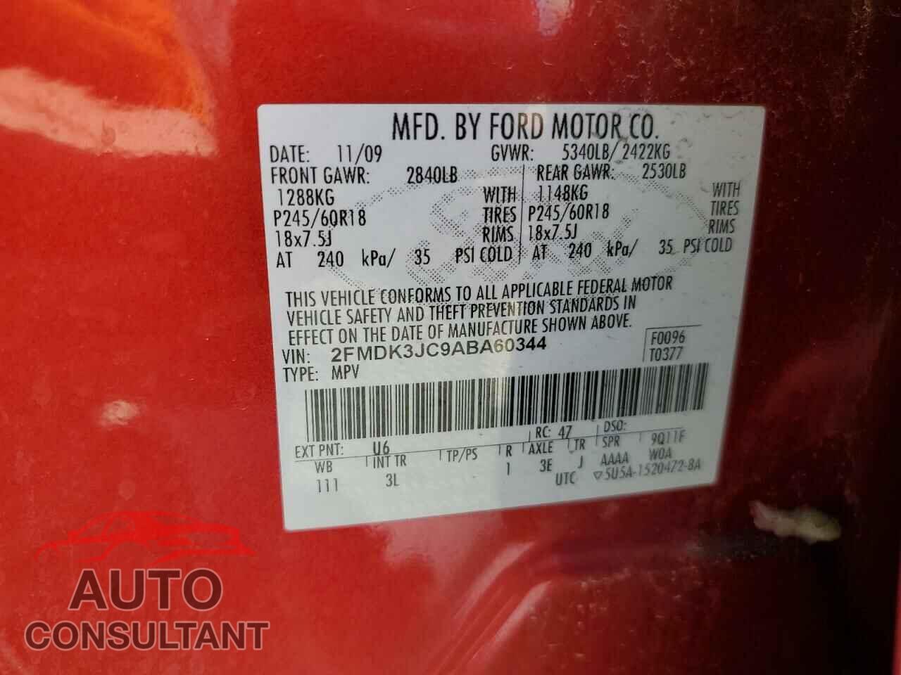 FORD EDGE 2010 - 2FMDK3JC9ABA60344