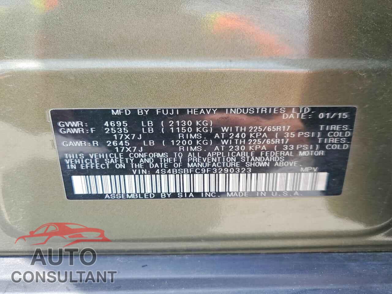 SUBARU OUTBACK 2015 - 4S4BSBFC9F3290323