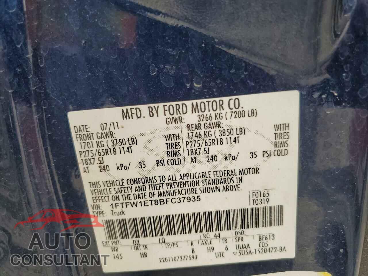 FORD F-150 2011 - 1FTFW1ET8BFC37935