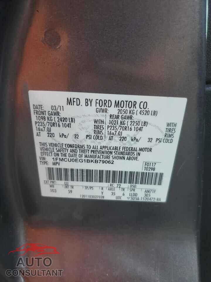 FORD ESCAPE 2011 - 1FMCU0EG1BKB79062