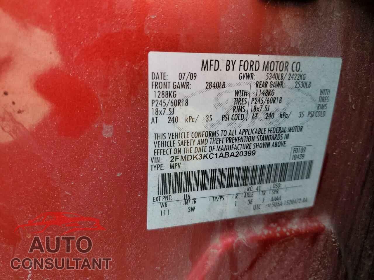 FORD EDGE 2010 - 2FMDK3KC1ABA20399