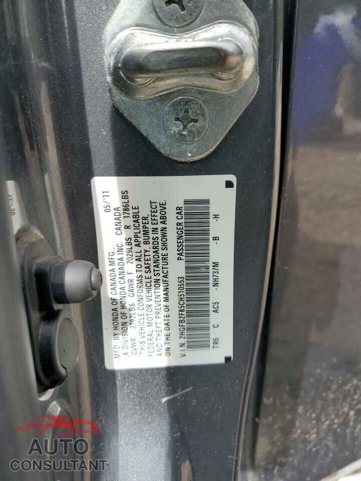 HONDA CIVIC 2012 - 2HGFB2F85CH510553