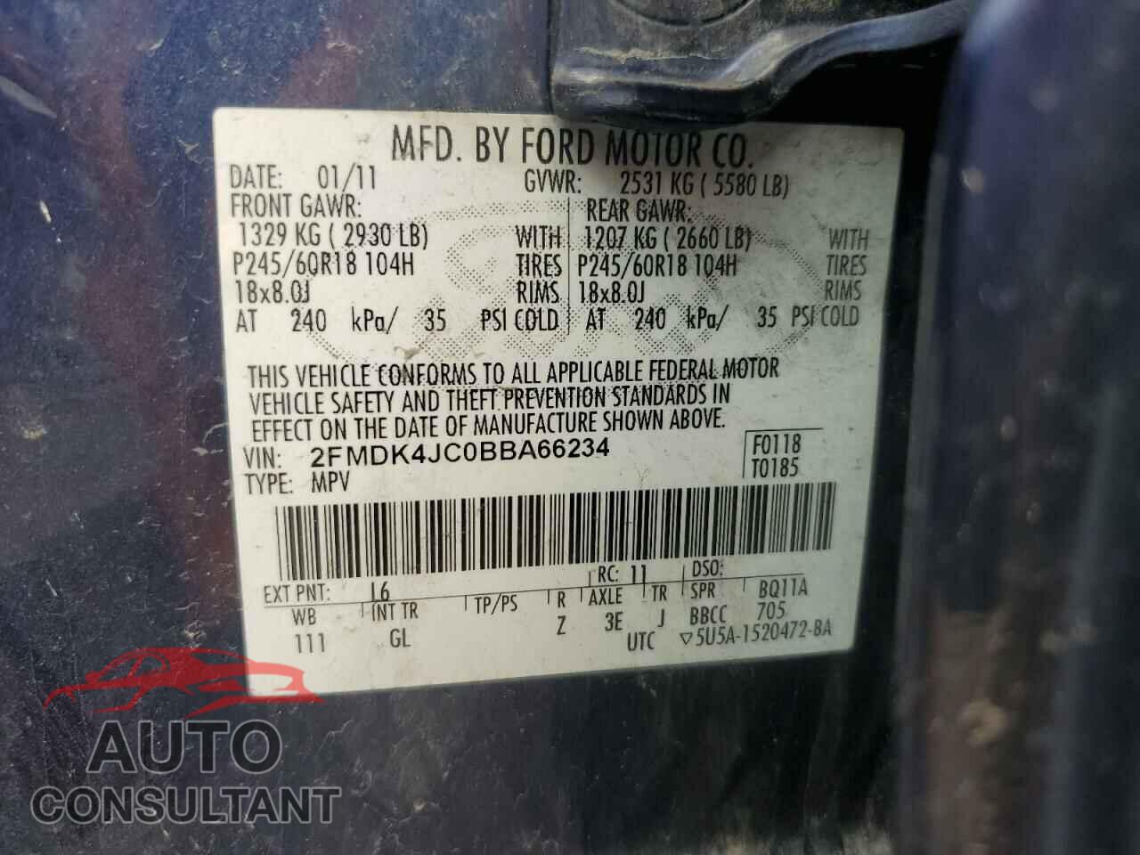 FORD EDGE 2011 - 2FMDK4JC0BBA66234