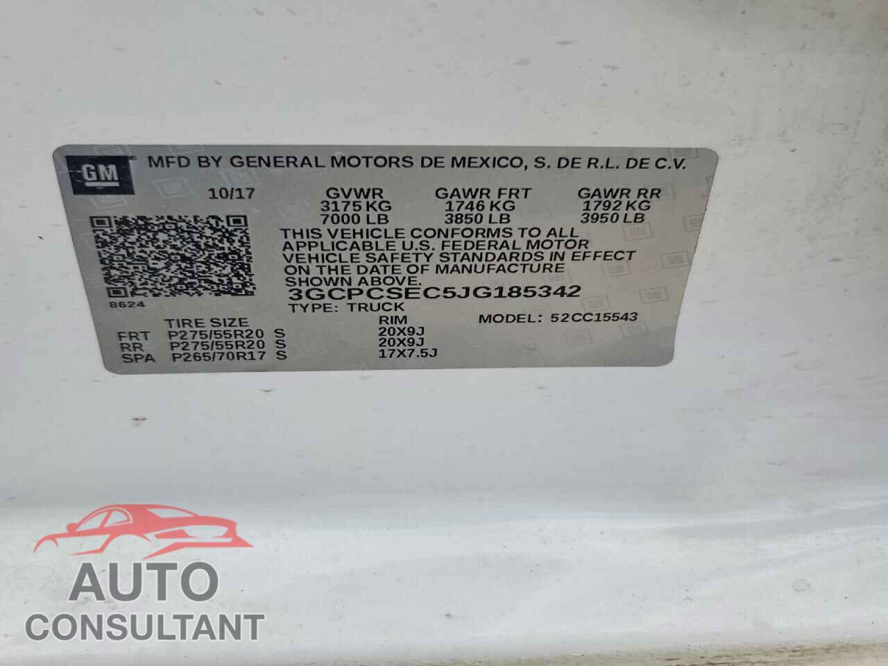 CHEVROLET SILVERADO 2018 - 3GCPCSEC5JG185342