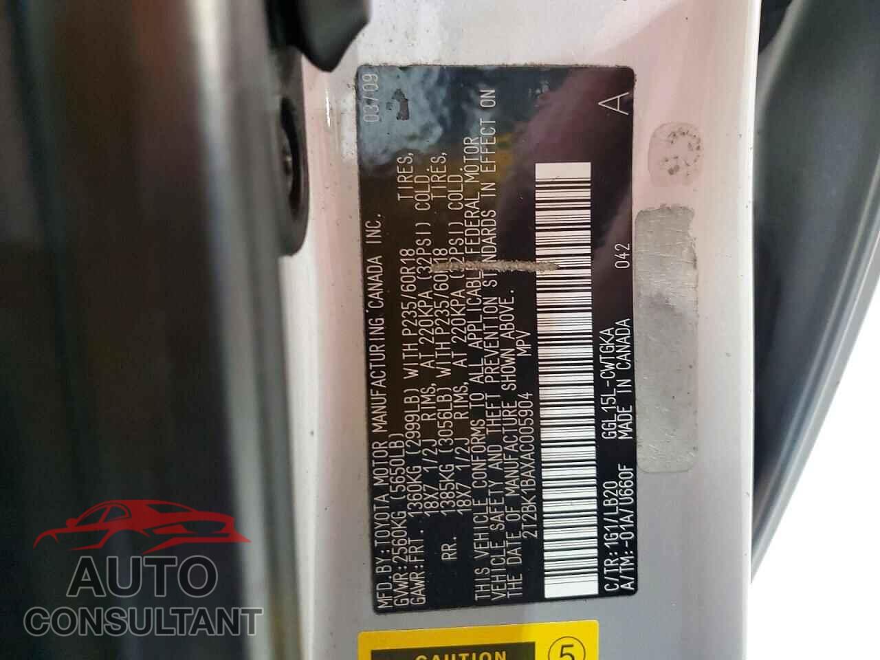 LEXUS RX350 2010 - 2T2BK1BAXAC005904