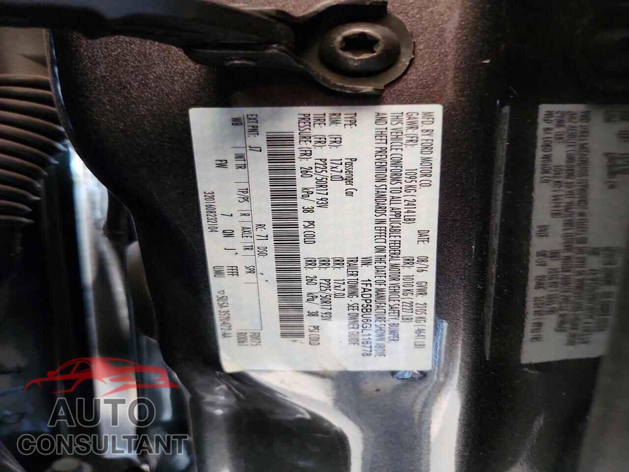 FORD CMAX 2016 - 1FADP5BU6GL116778