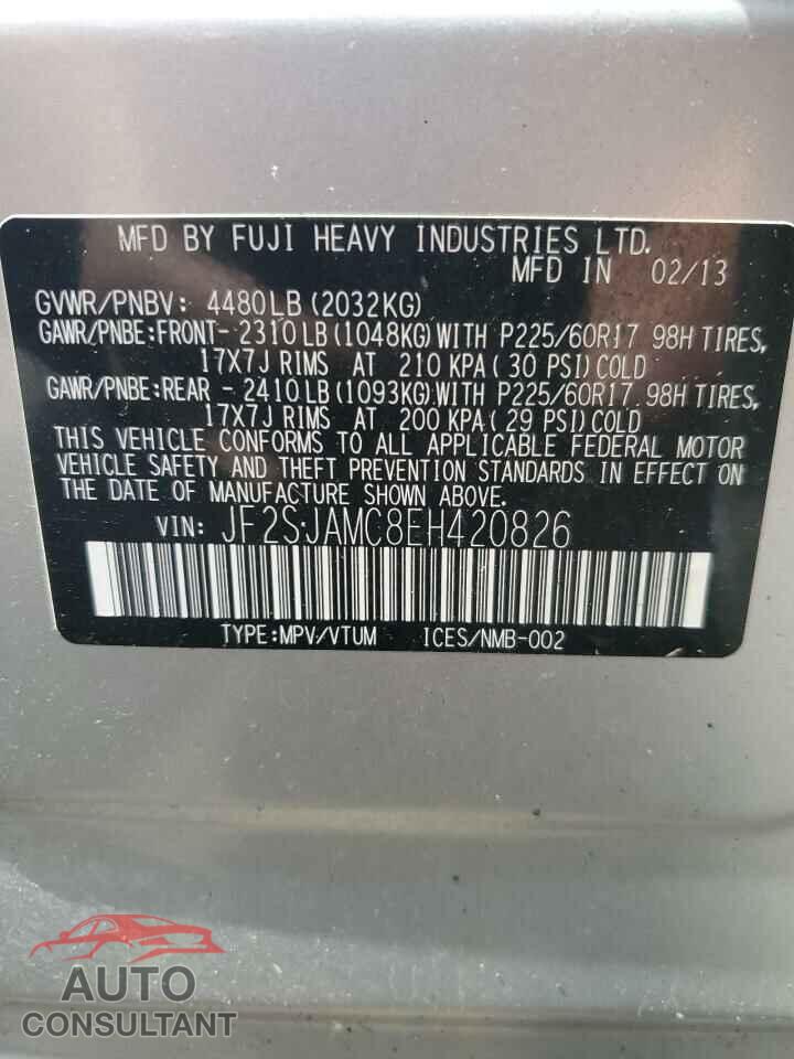 SUBARU FORESTER 2014 - JF2SJAMC8EH420826