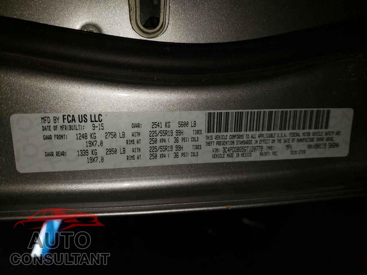 DODGE JOURNEY 2016 - 3C4PDDBG5GT120779