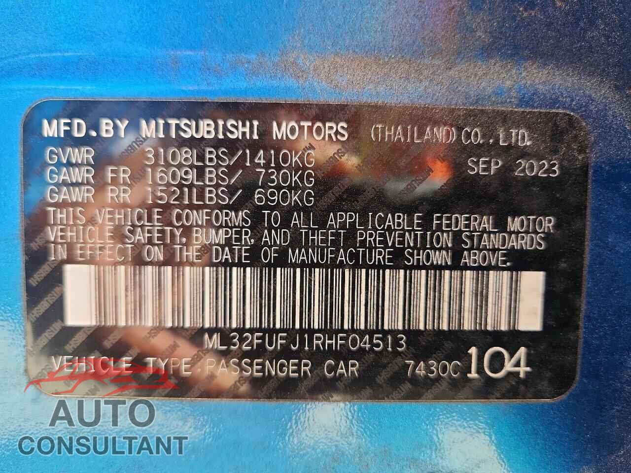 MITSUBISHI MIRAGE 2024 - ML32FUFJ1RHF04513