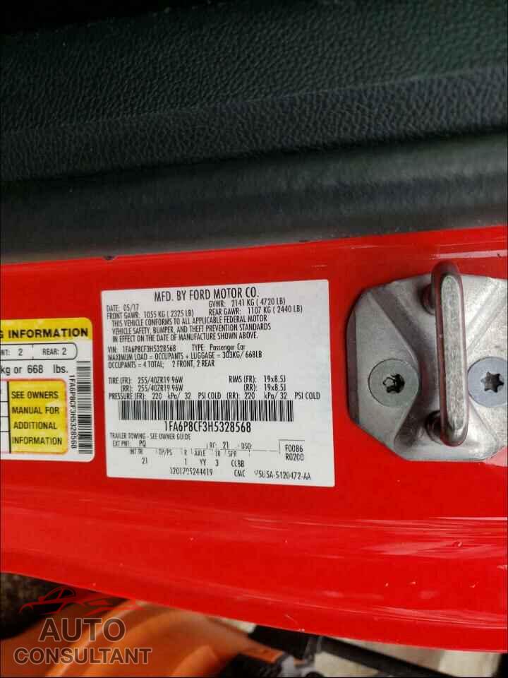 FORD MUSTANG 2017 - 1FA6P8CF3H5328568