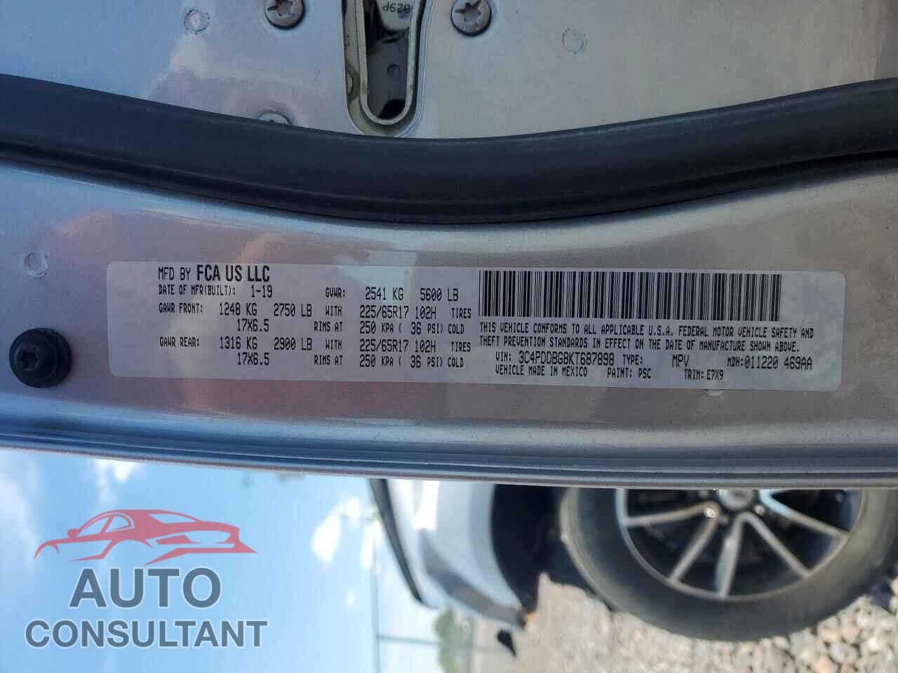 DODGE JOURNEY 2019 - 3C4PDDBG8KT687898