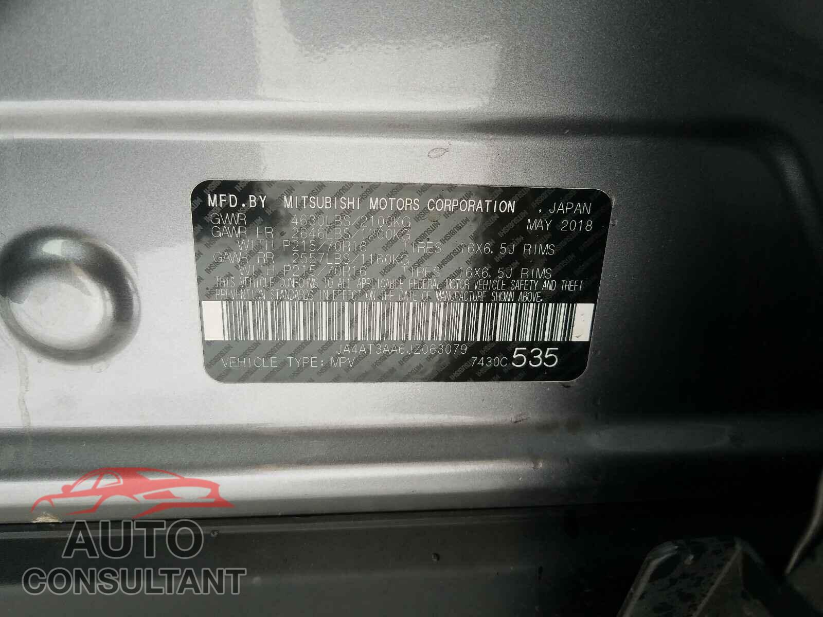 MITSUBISHI ECLIPSE 2018 - JA4AT3AA6JZ063079