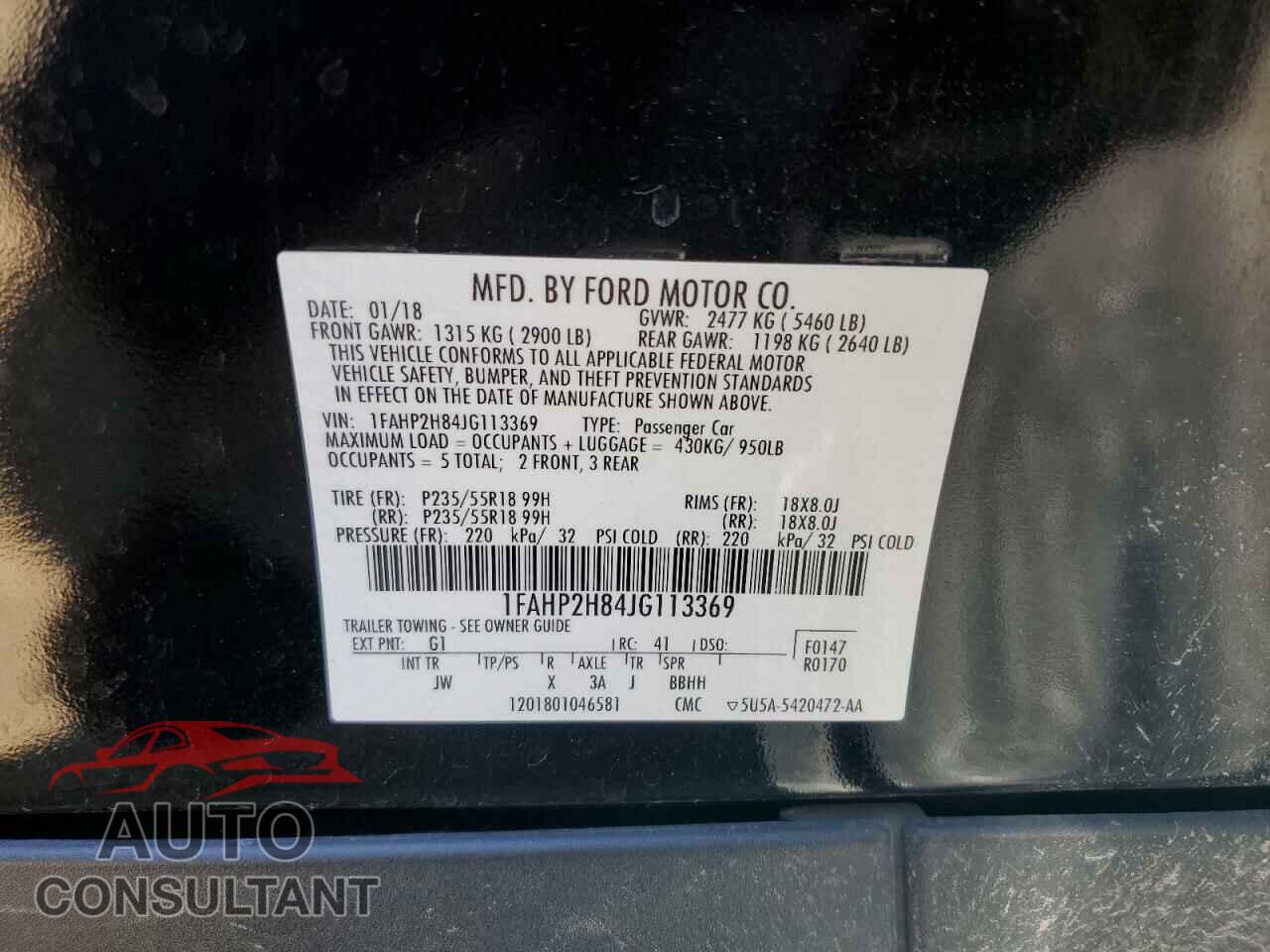 FORD TAURUS 2018 - 1FAHP2H84JG113369