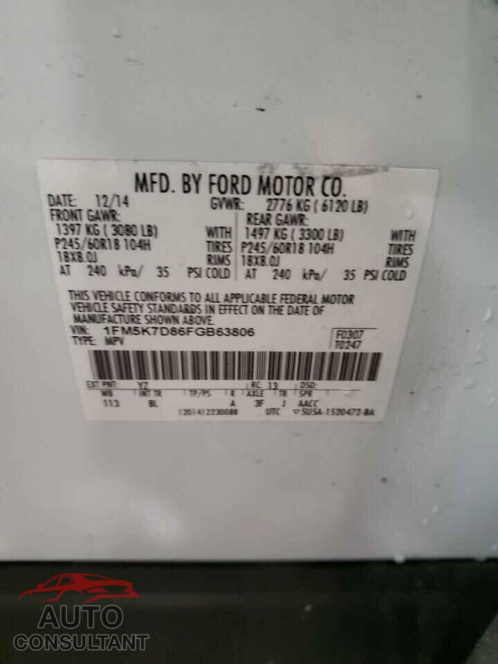 FORD EXPLORER 2015 - 1FM5K7D86FGB63806