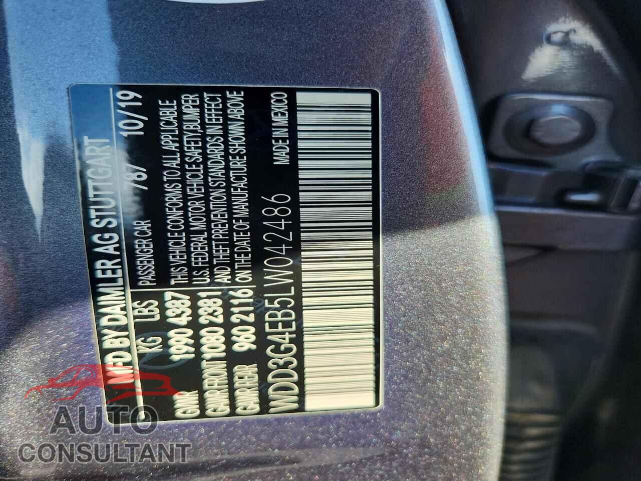 MERCEDES-BENZ A-CLASS 2020 - WDD3G4EB5LW042486