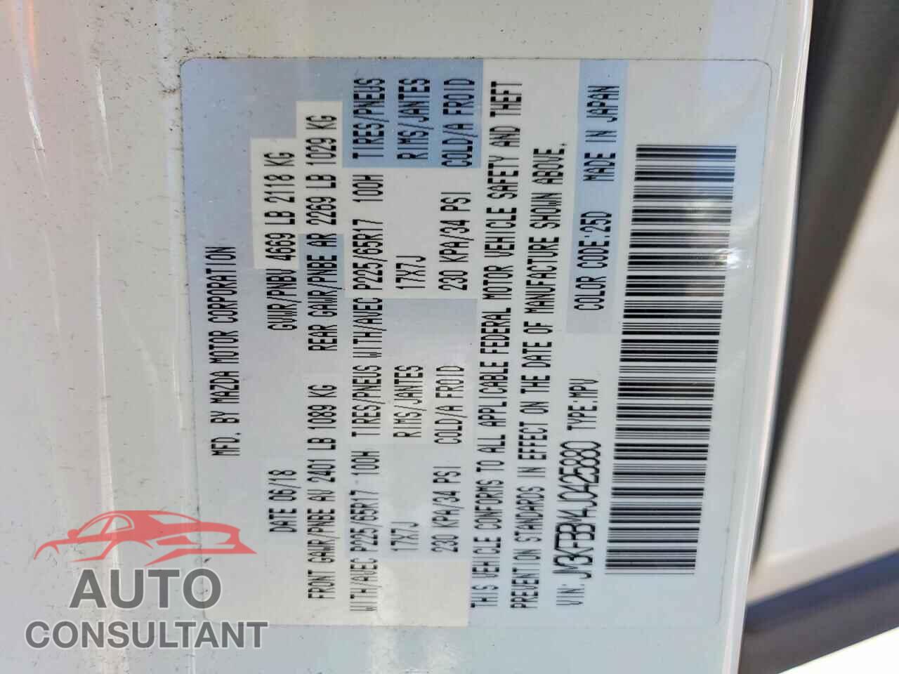 MAZDA CX-5 2018 - JM3KFBBM4J0425880